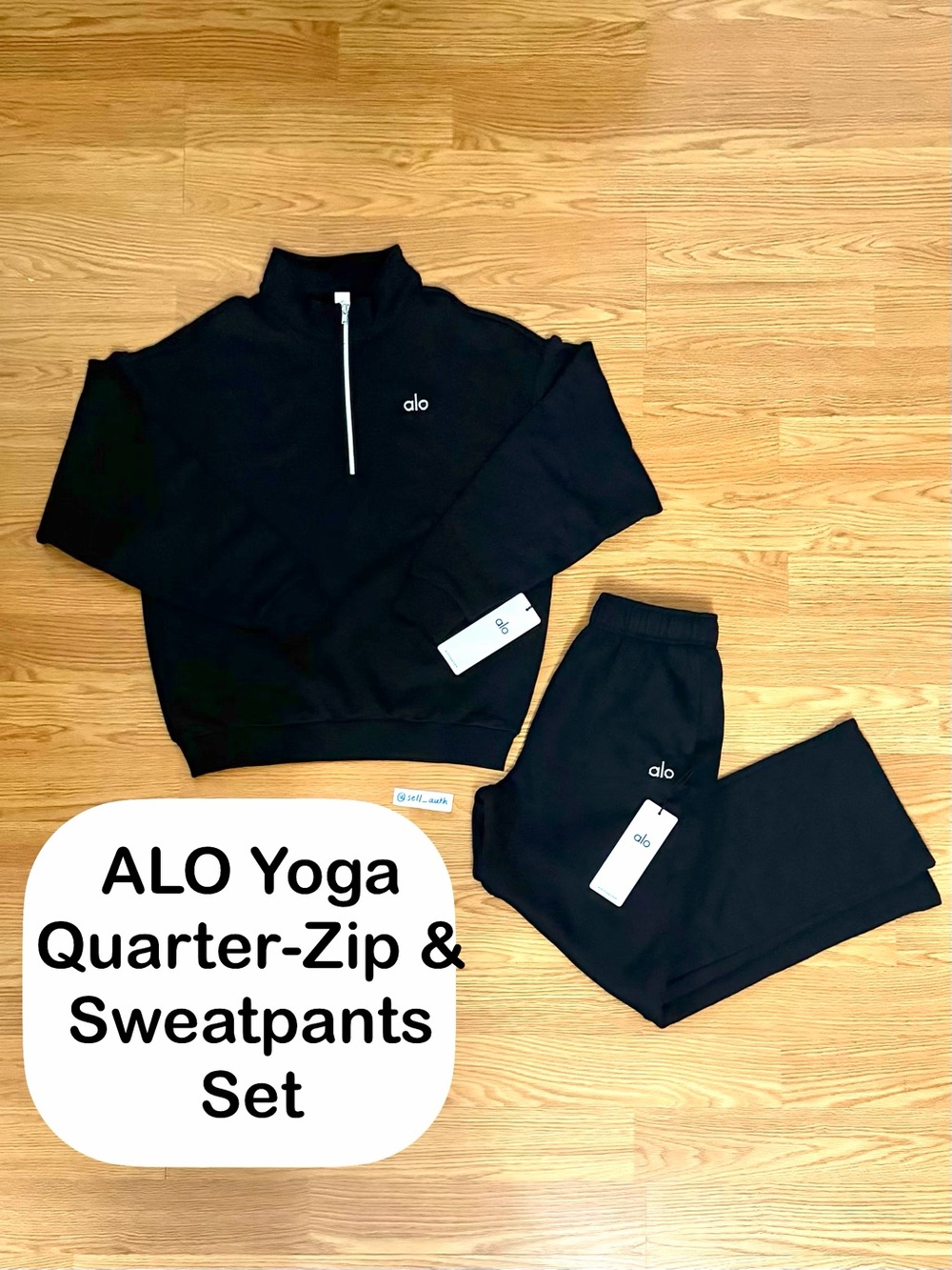 ALO Yoga Quarter-Zip Pullover & Sweatpants Black -NEW❗️only $134 offers accepted